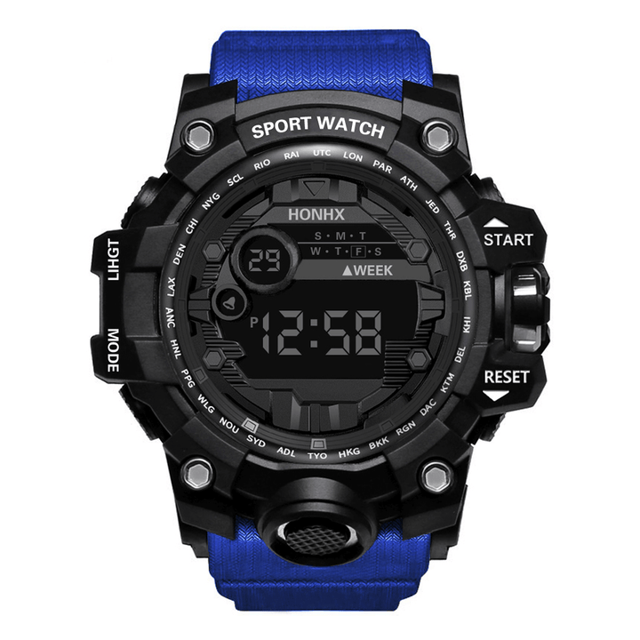HONHX 55-66F Men Luminous Display Alarm Clock Stopwatch Sport Digital Watch - MRSLM