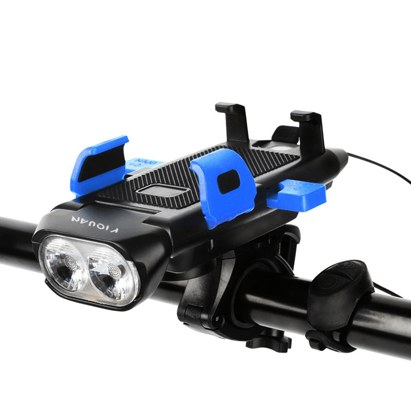 4-In-1 500Lm Bike Light 3 Modes Adjustable Bicycle Headlight 130Db 5 Mods Horn Phone Holder Power Bank Outdoor Cycling - MRSLM