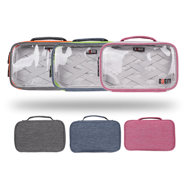 BUBM TTR Multi-Functional Portable Transparent Electronics Accessories Organizer Cosmetic Bag - MRSLM