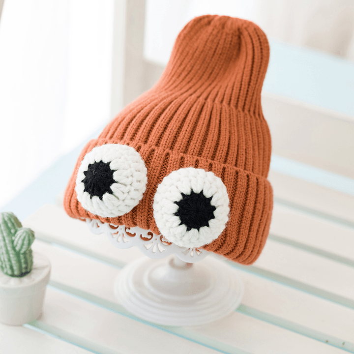 Autumn and Winter Baby Hats Korean Version of Big Eyes Girls Knitted Hats Boys Ear Protection Warm Hats Children'S Woolen Hats - MRSLM