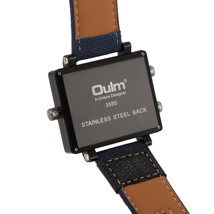 OULM 3595 Fashion Creative Dial Polygon Watch Case Multiple Time Zone Men Quartz Watch - MRSLM