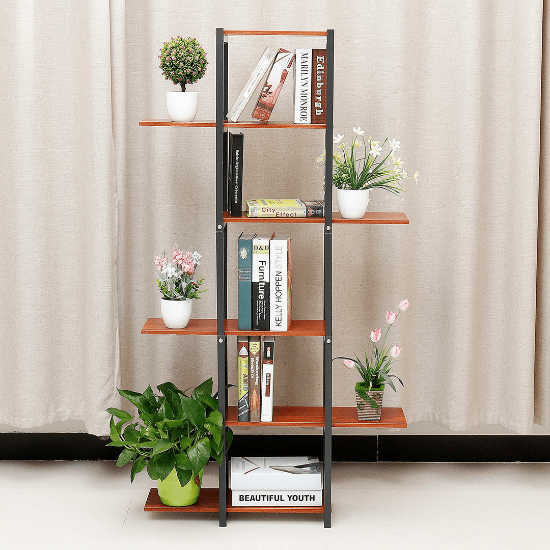 6 Tiers Wooden Bookshelf Plant Flower Stand Storage Rack Home Office Decorations Stand - MRSLM