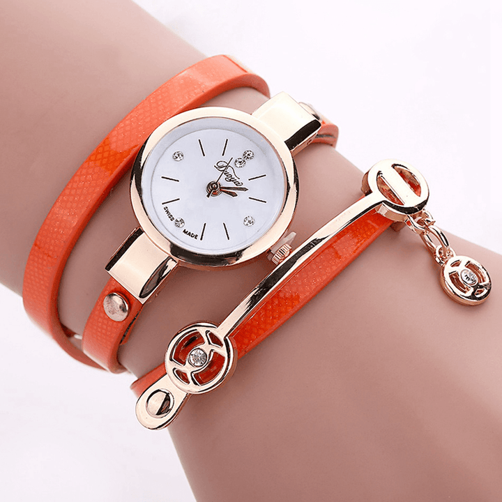 DUOYA XR1297 Fashion Casual Ladies Diamand PU Leather Strap Women Bracelet Watch Quartz Watch - MRSLM