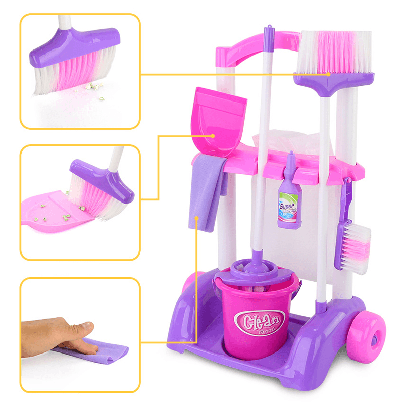 Children Toys Home Cleaning Cart Set Housekeeping Toys Kids Educational Development Play - MRSLM