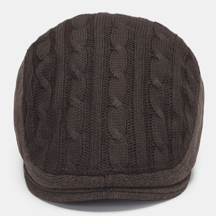 Men Cotton Mesh Breathable Knitted Caps Outdoor Casual Warm Sunshade Beret Cap Flat Hat Forward Cap - MRSLM