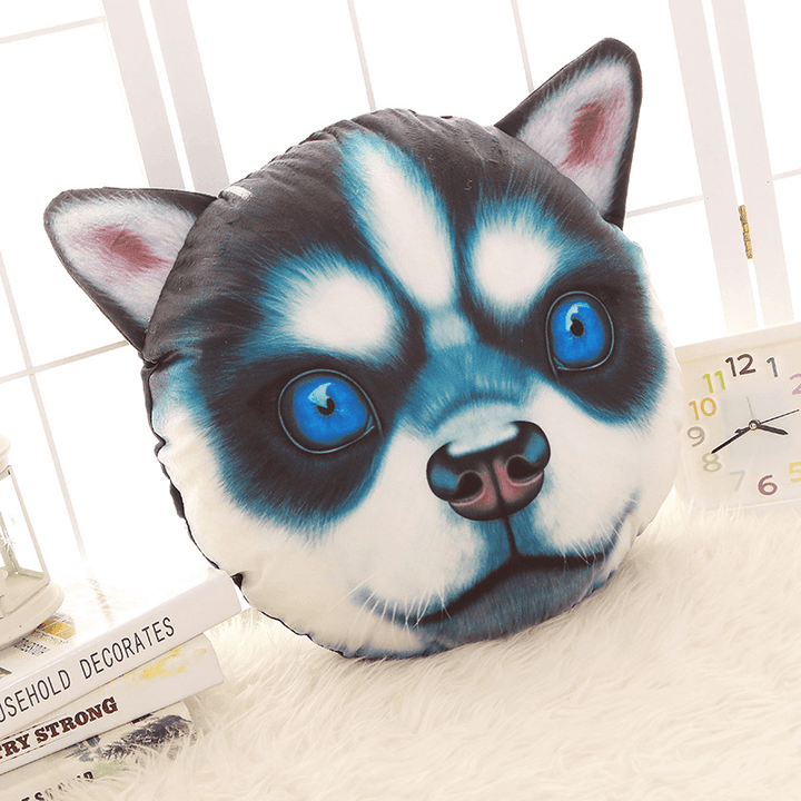 Creative Funny 3D Dog Cat Head Pillow PP Cotton Simulation Animal Cushion Birthay Gift Trick Toys - MRSLM