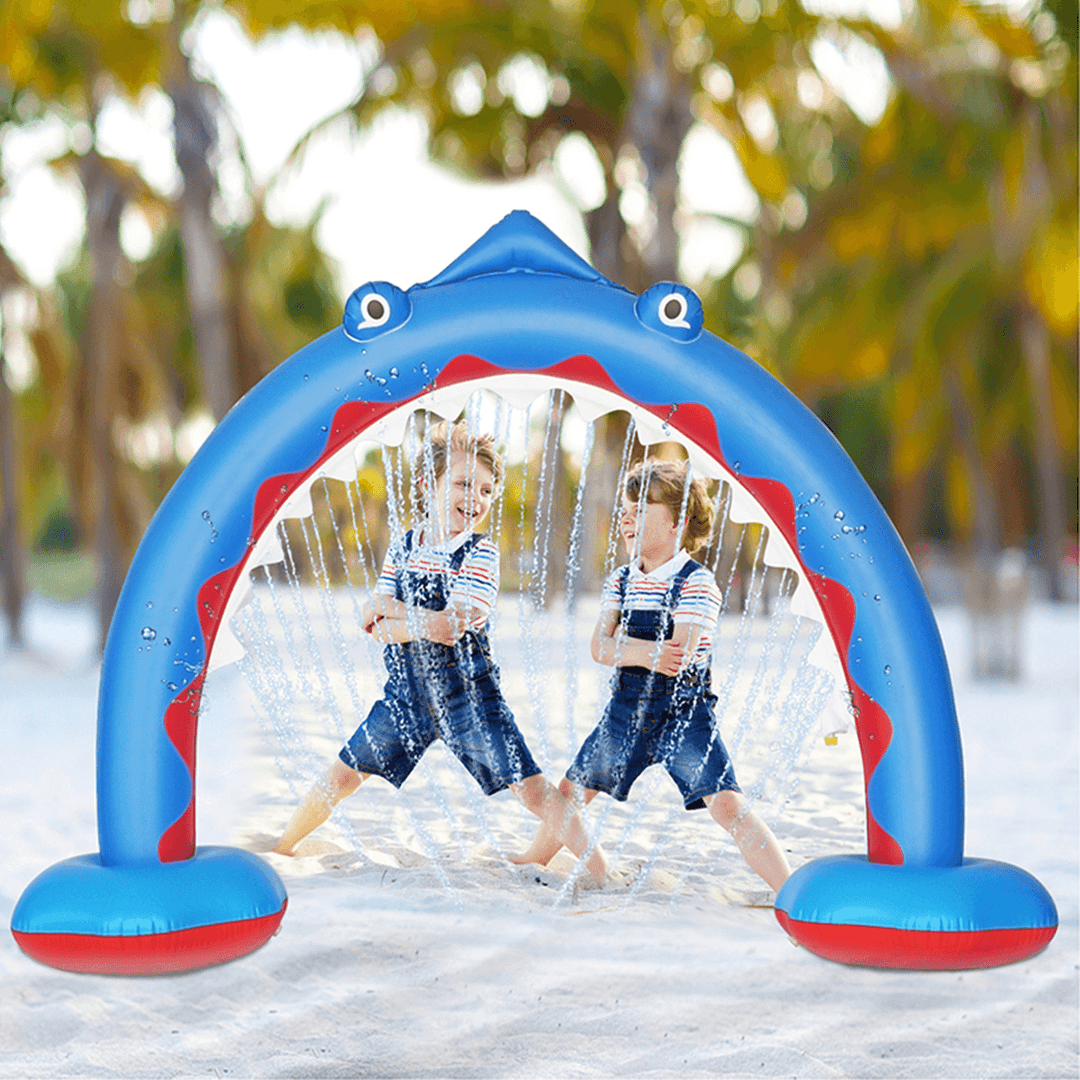 Inflatable Arch Sprinkler Shark Shape Kids Fun Water Spray Summer Garden Yard Water Sport Equipment - MRSLM