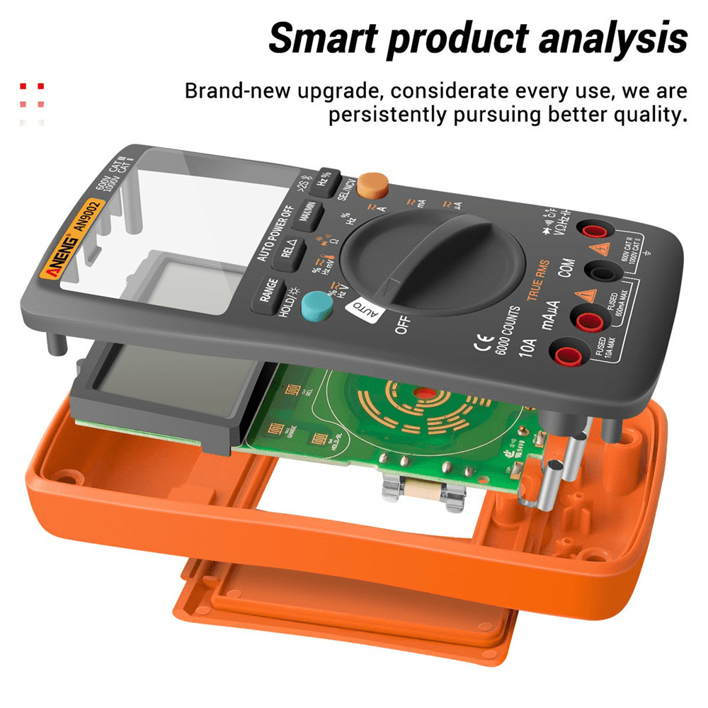 ANENG AN9002 Digital Bluetooth True RMS Multimeter 6000 Counts Professional Auto Multimetro AC/DC Current Voltage Tester - MRSLM