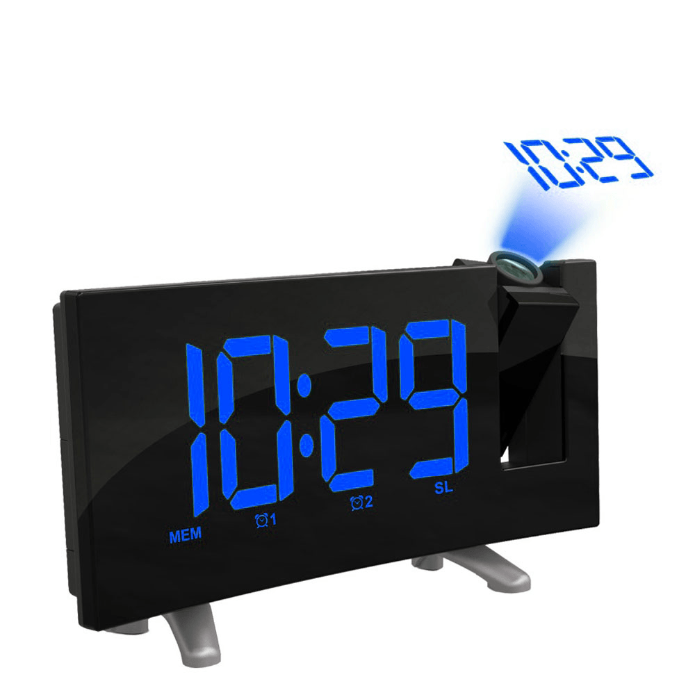 Sensitive LED Digital Projection Clock FM Radio Dual Alarm Clock with USB Charging Desktop Electronic LED Clock - MRSLM