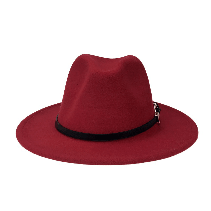 Men Women Vintage Felt Panama Style Beach Hat England Wide Brimmed Top Hat - MRSLM