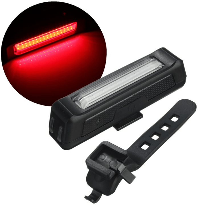 BIKIGHT 6-Modes 100LM COB Bicycle Red Warning Light Night Cycling Bike Front Rear USB Rechargeable LED Light Waterproof Taillight Bike Light - MRSLM