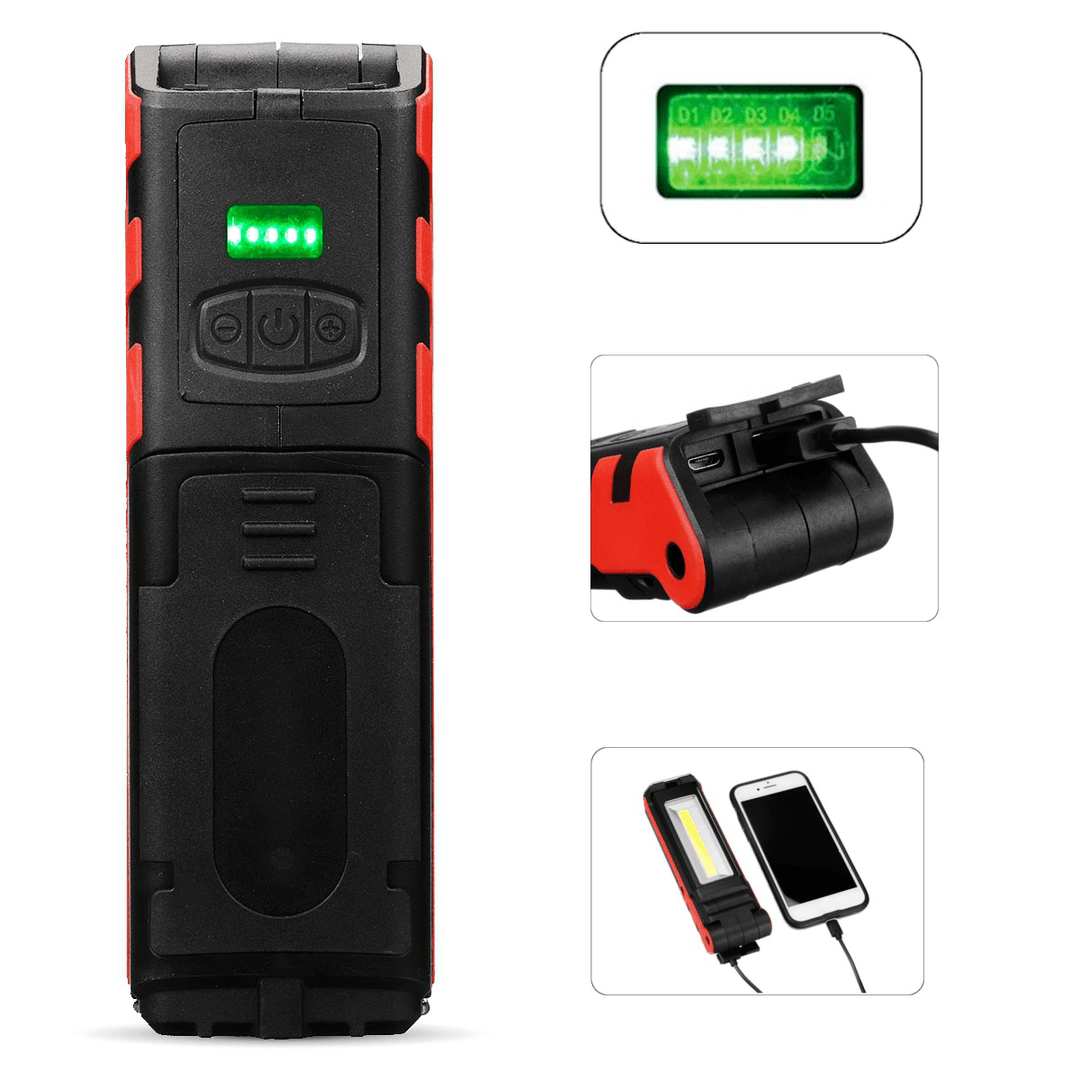 2LED+COB 400LM LED Work Light USB Rechargeable Foldable 270° Adjustable Flashlight Car Maintenance Light Camping Travel - MRSLM