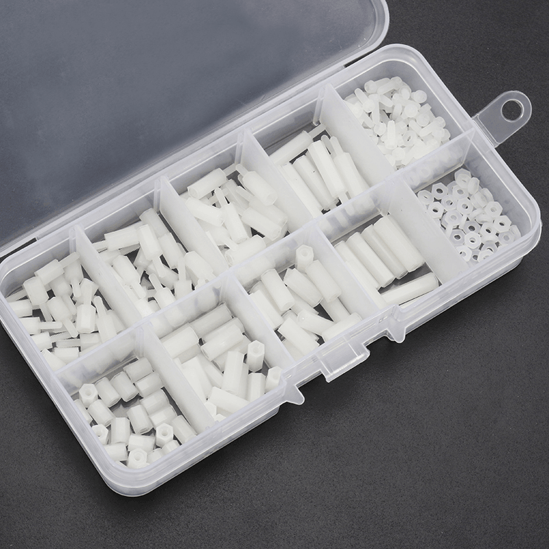 Suleve™ M2NH3 M2 Nylon Screw White Hex Screw Nut Nylon PCB Standoff Assortment Kit 300Pcs - MRSLM