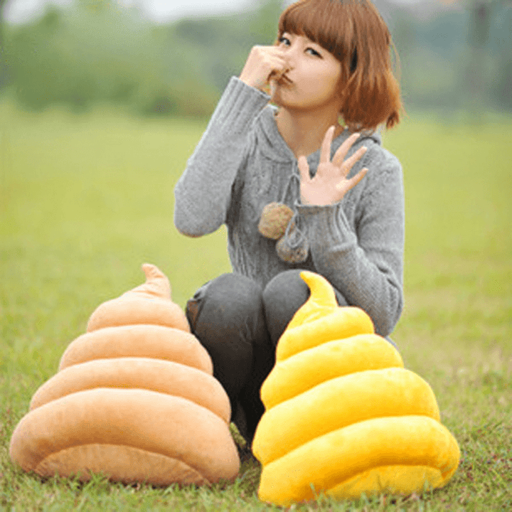 Funny Creative Brown Yellow Poo Shape Throw Pillow Bed Sofa Chair Plush Cushion - MRSLM