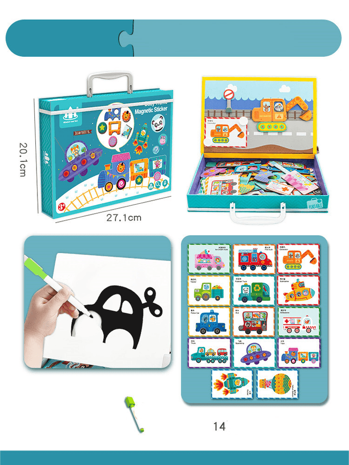 Magnetic Puzzle Children''S Educational Toys Magnetic Stickers 2-3 Years Old 6-Year-Old Girls Boys Kindergarten Early Education Wooden Board - MRSLM