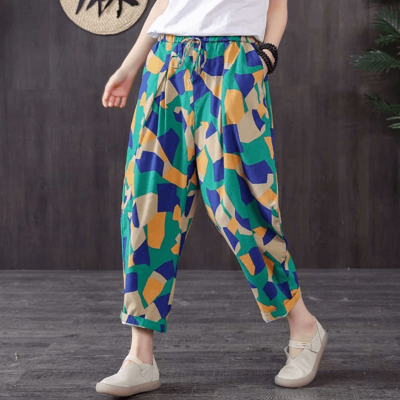 Art Harem Pants Are Thin, All-Match Female Printing Nine Points Cotton and Linen - MRSLM