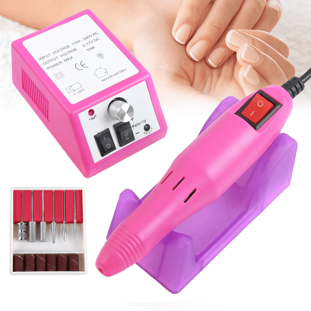 110/220V Electric Nail Drill Pen Set Nail File Art Manicure Pedicure Polish Tools - MRSLM