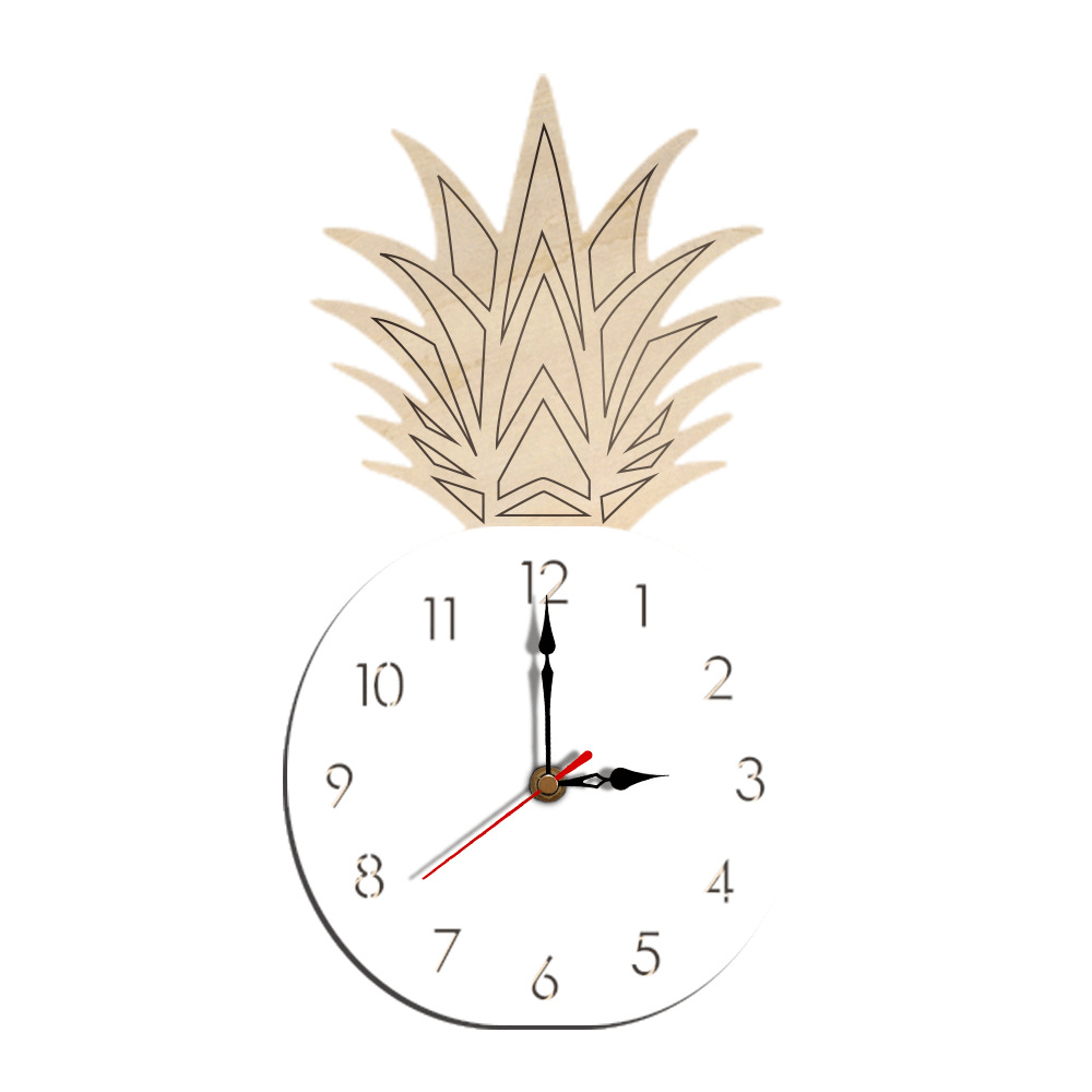 Creative Fruit Pineapple Wall Clock Acrylic Wood Clock for Livingroom Children Bedroom Cartoon Decorative - MRSLM