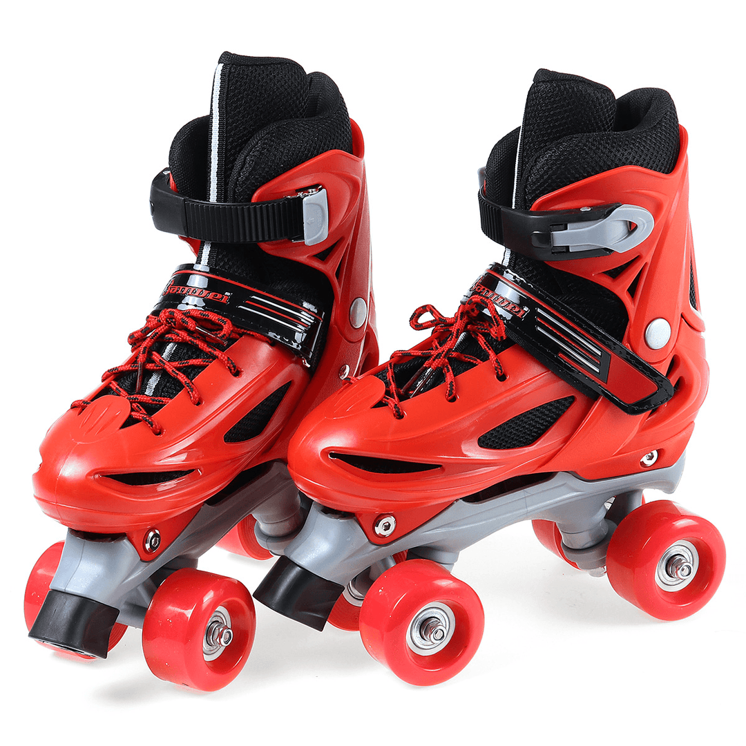 Kids Adjustable Roller Skates Double Line Skates for Children Two Line Skating Shoes with PVC 4 Wheels - MRSLM