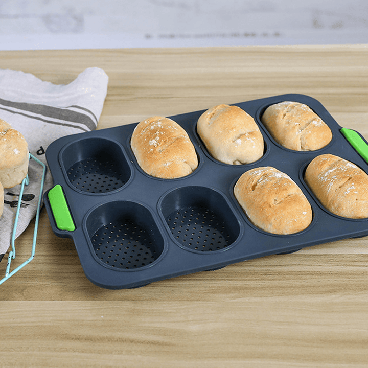 8 Cup Holes Non-Stick Cupcake Baking Pan Silicone Mold 3D French Bread DIY Kitchen Supplies - MRSLM