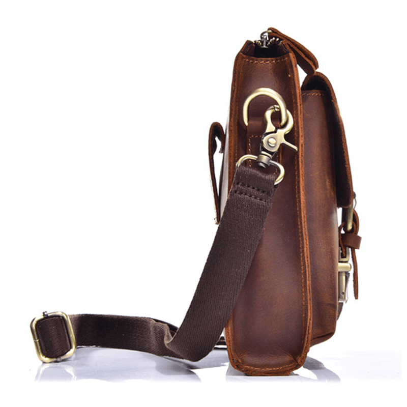 Men Genuine Leather One-Shoulder Bag Vintage Causal Bag - MRSLM