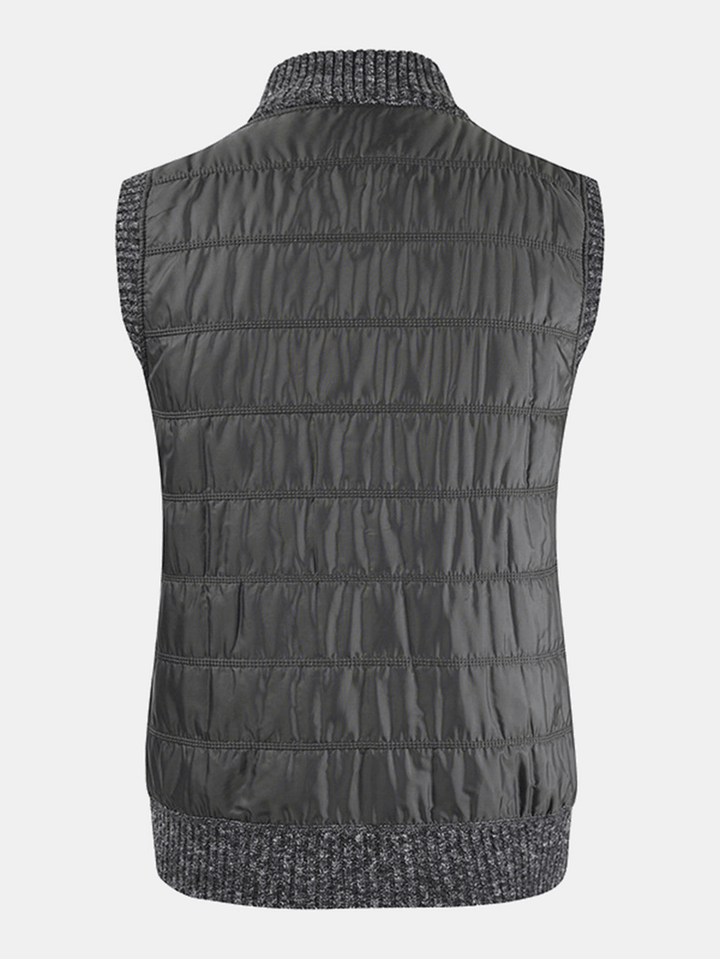 Mens Solid Color Warm Lined Slant Pocket Sleeveless Woolen Vests - MRSLM