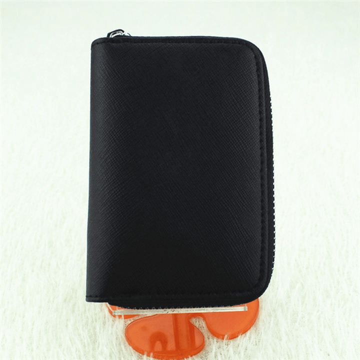 RFID Protection Zipper 9 Card Holder Portable Vintage Short Purse Coin Bags - MRSLM