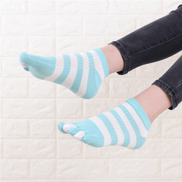 Women Wide Stripes Comfortable Five Toe Socks - MRSLM