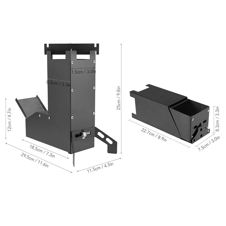 GL Black Titanium Rocket Portable Stainless Steel Folding Stove Hiking Outdoor Camping Barbecue Picnic Wood Stove - MRSLM