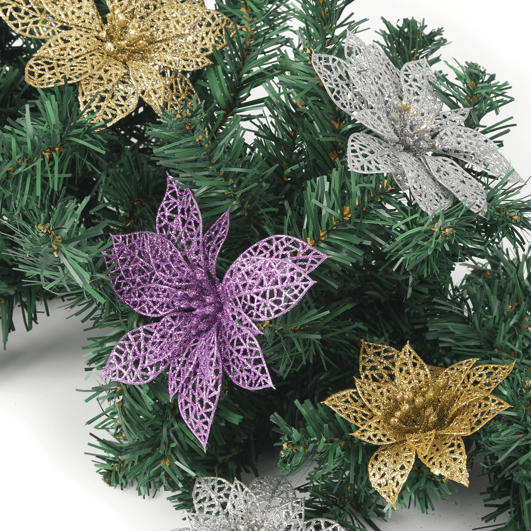 Christmas Decoration Flower Glitter Leaves Party Deocration - MRSLM