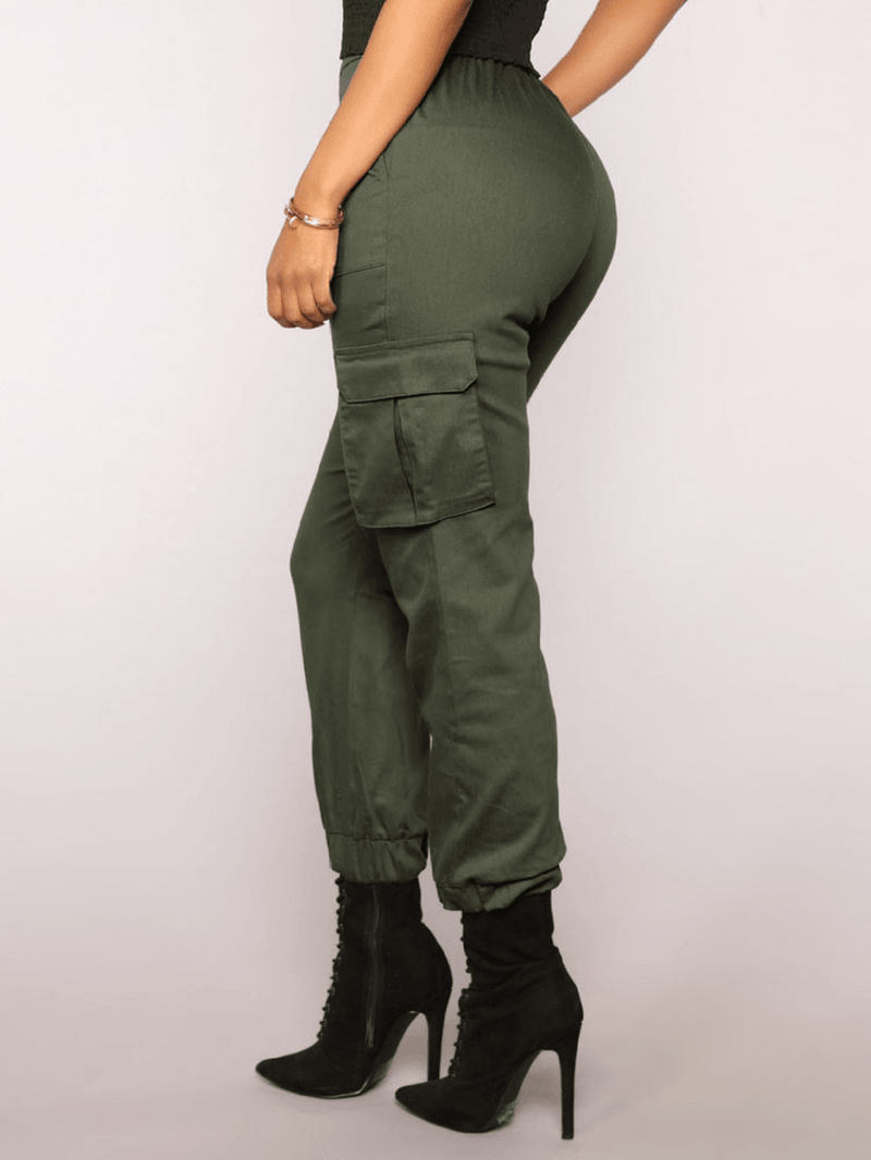 Solid Color High Elastic Waist Casual Harem Pants - MRSLM