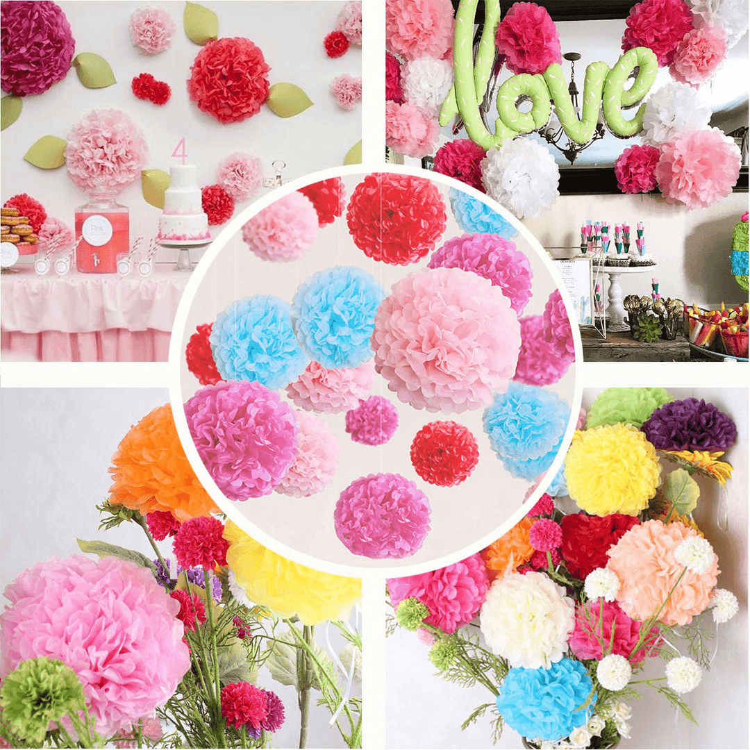 9Pcs/Set Pom Pom Tissue Paper Flower Balls Wedding Birthday Party Shower Decorations - MRSLM