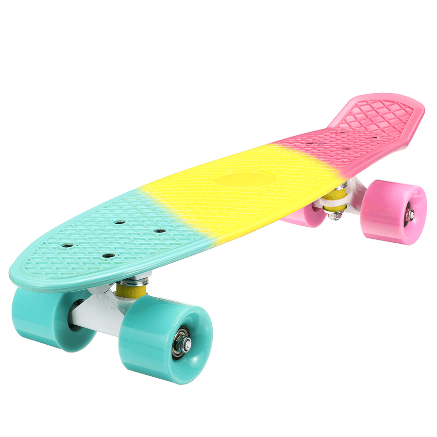 22Inch Colorful Skateboard Mini Kids 4 Wheels Cruiser Style Board Sport Long Board - MRSLM