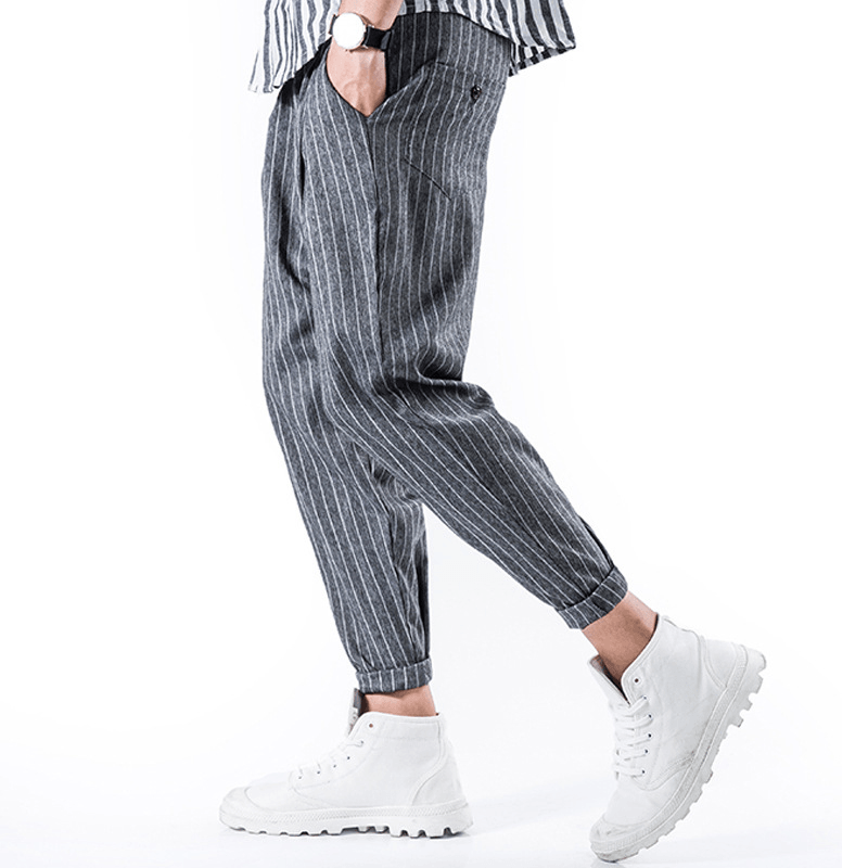 Striped Printed Cotton Harem Pants - MRSLM