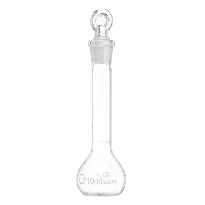 10Ml Clear Glass Volumetric Flask W/ Glass Stopper Lab Chemistry Glassware - MRSLM