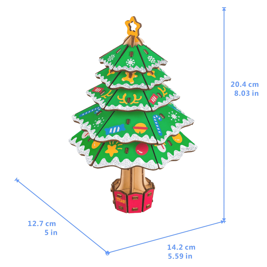 Colorful Christmas Tree Wooden Three-Dimensional Puzzle - MRSLM