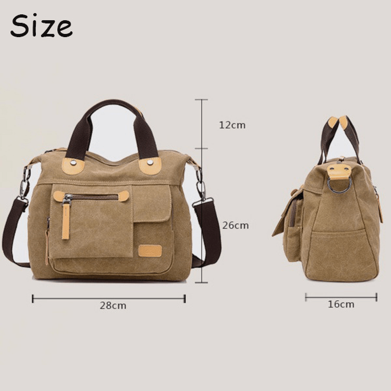 Women Canvas Casual Large Capacity Functional Multi Pocket Handbag Shoulder Bag Crossbody Bag - MRSLM