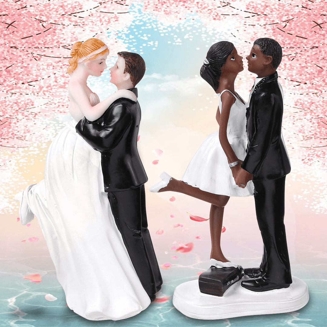 Romantic Funny Wedding Cake Topper Figure Bride Groom Couple Bridal Decorations - MRSLM