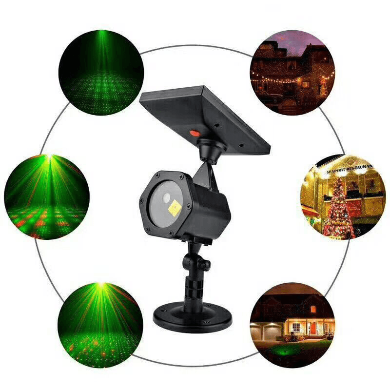 XL-711 Solar Christmas Laser Lights Waterproof Outdoor Red Green Star LED Projector Stage Lights for Holiday Party Landscape Decor - MRSLM