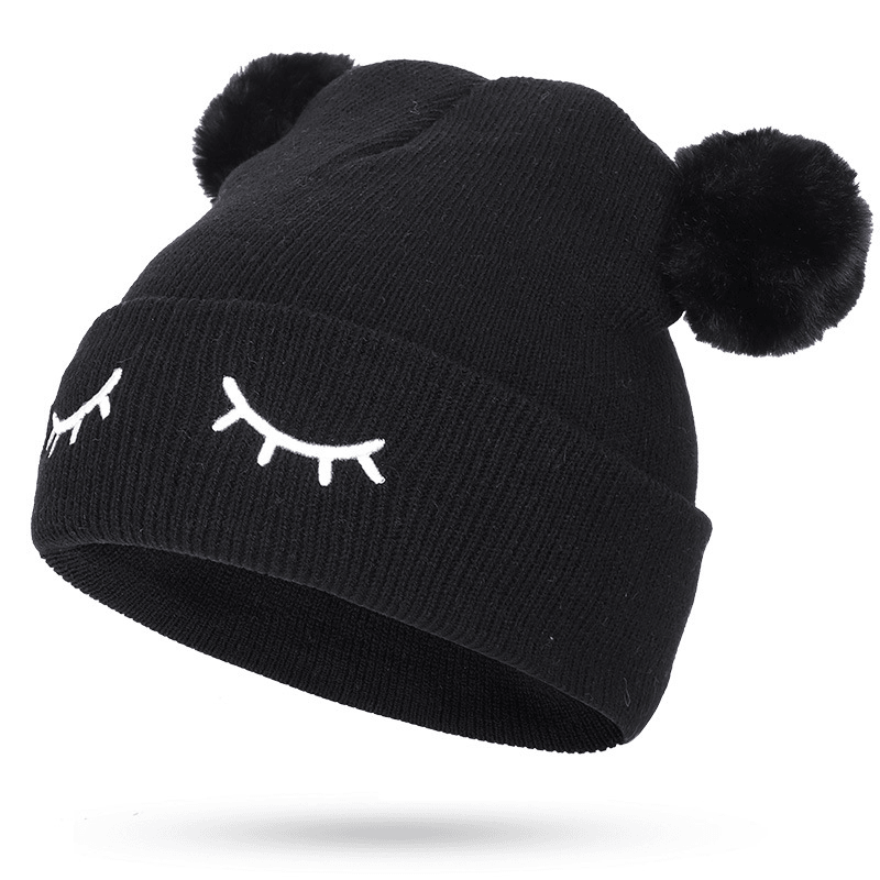 Children Woolen Hat Winking Bear Embroidery - MRSLM