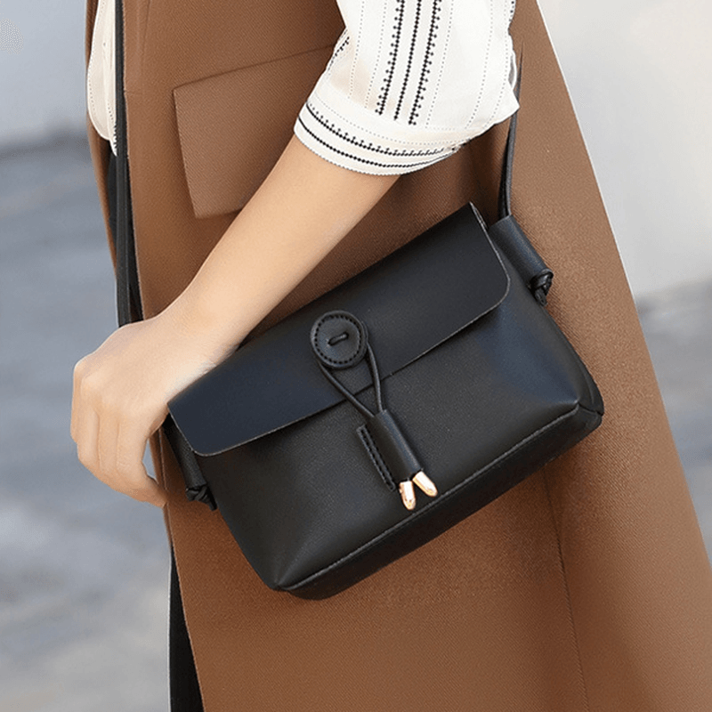 Women PU Leather Hasp Shoulder Bags Vintage Flap Crossbody Bags Messenger Bags - MRSLM