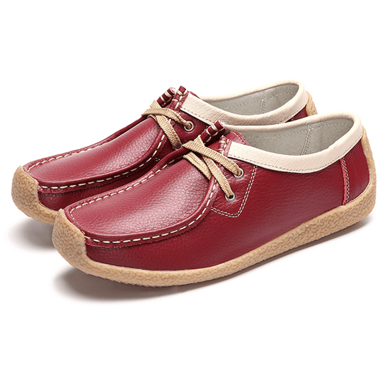 Breathable Walking Leather Flat Shoe - MRSLM