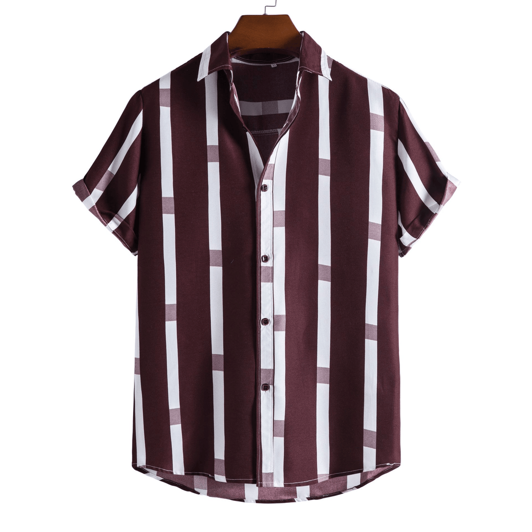 Striped Loose plus Size Casual Men'S Shirt - MRSLM