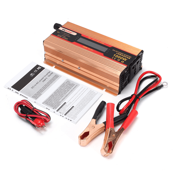 1000W DC12V to AC 220V Power Inverter Converter Adapter LCD Display Solar - MRSLM