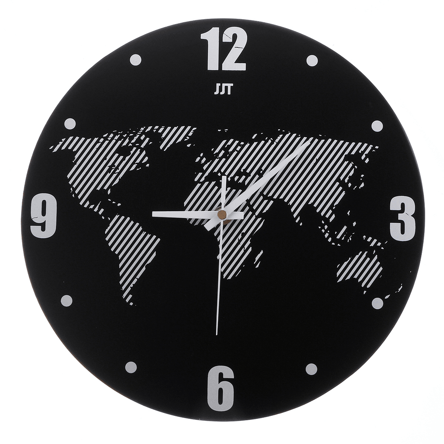 World Map Wall Clock Modern Travel around Density Fibreboard Record Home Kitchen - MRSLM