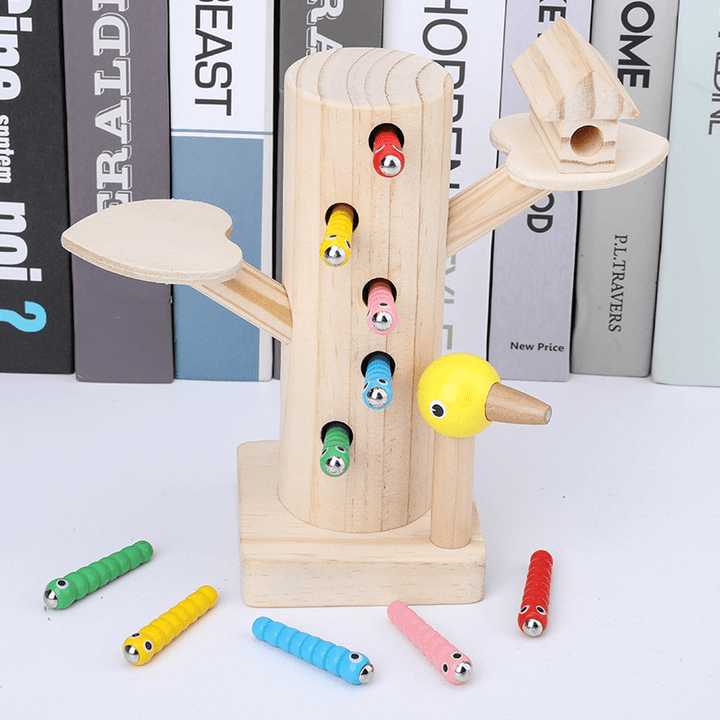 Wooden Magnetic Bird Catching Insect Game Early Childhood Education Toy - MRSLM