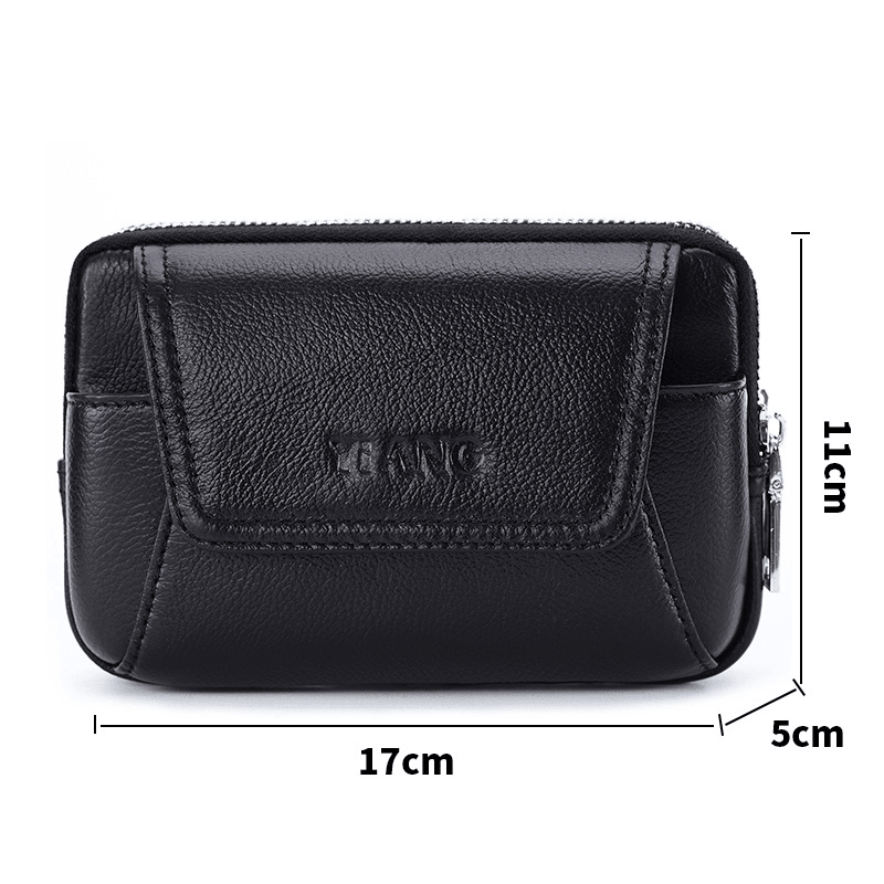 Men Genuine Leather Waist Bag Phone Bag for Outdoor Travel Daily - MRSLM