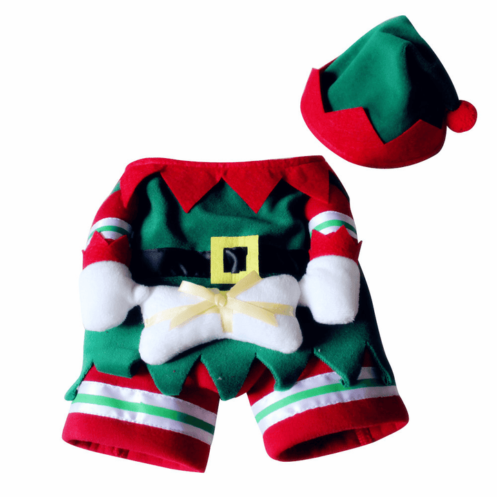 Pet Dog and Cat Christmas Suit Santa Claus Dressing up Party Apparel Clothing with Hat - MRSLM