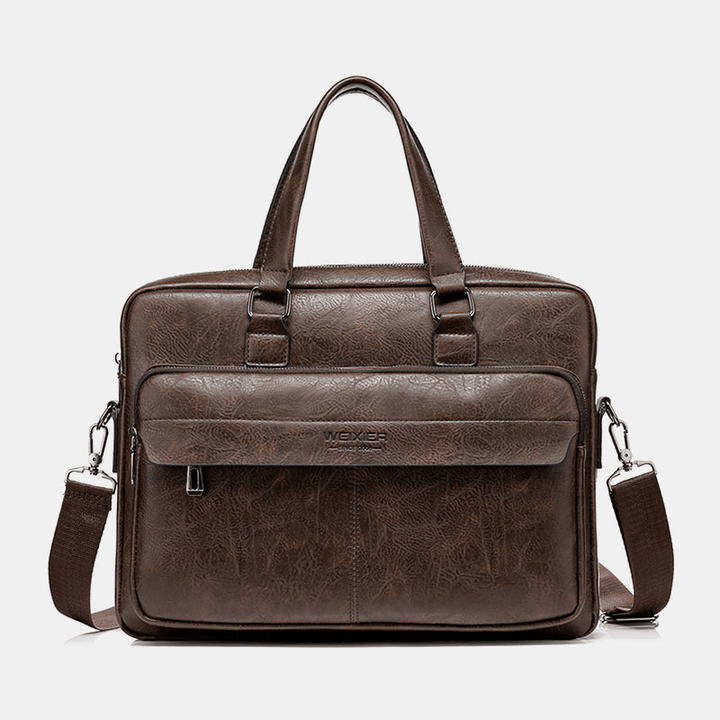 Men Large Capacity Vintage 13 Inch Computer Bag Messenger Bag Crossbody Bags Shoulder Bag Briefcase - MRSLM