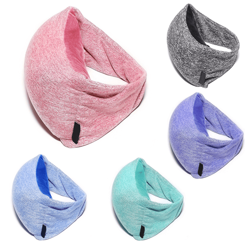 Portable Travel Compact Pillow Eye Mask 2 in 1-Soft Goggles Neck Support Pillow for Airplane - MRSLM